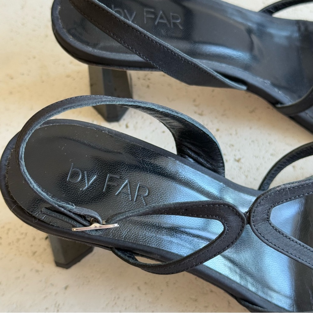 BY FAR Brigette black raw silk sandals, size 36 - Picture 6 of 9
